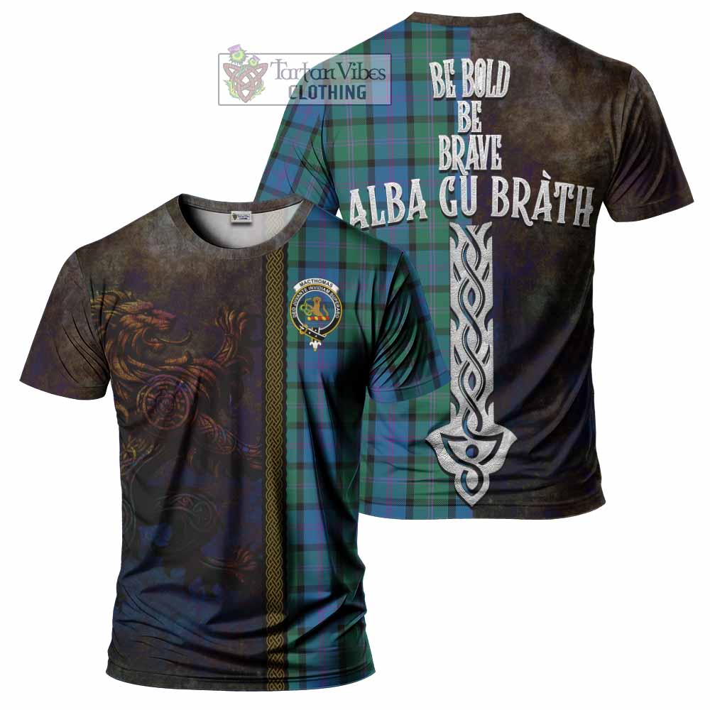 MacThomas (McThomas) Tartan Family Crest T-Shirt Alba Gu Brath Be Brave Lion Ancient Style - Tartan Vibes Clothing
