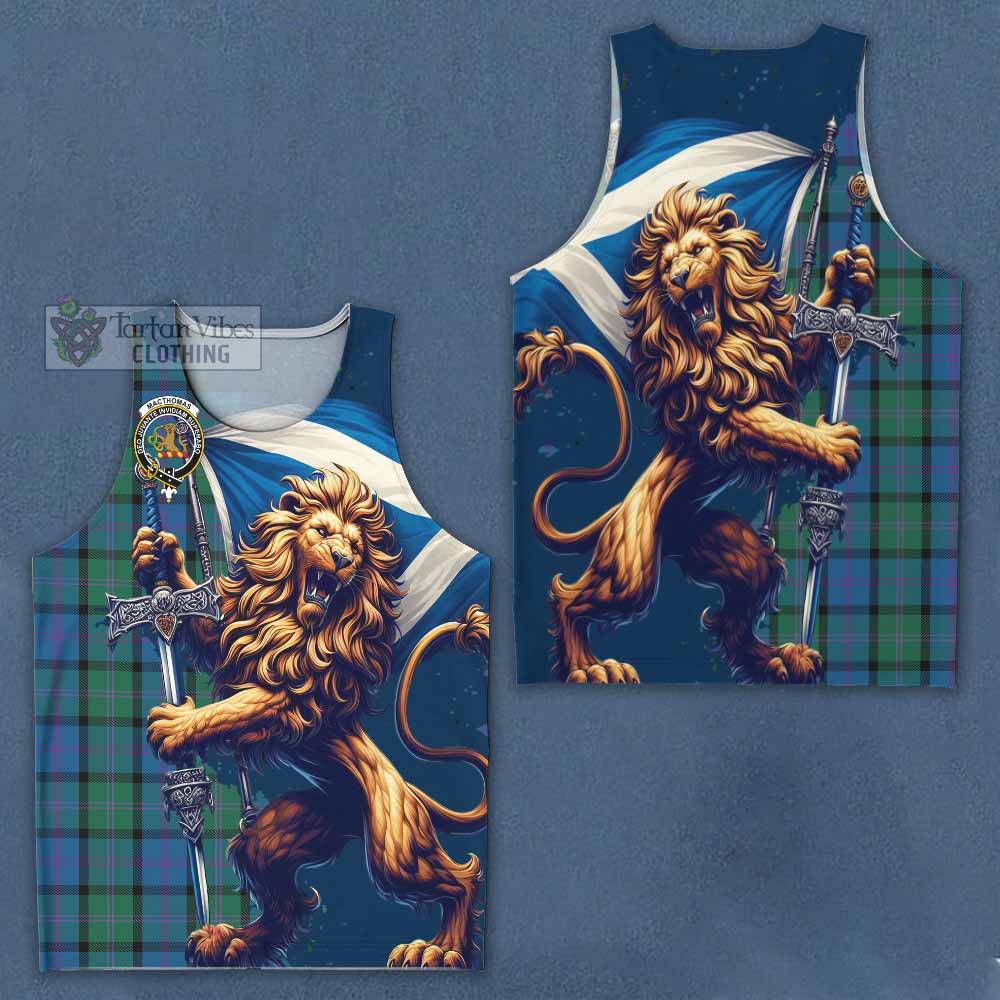 MacThomas (McThomas) Tartan Family Crest Men's Tank Top with Scottish Majestic Lion - Tartan Vibes Clothing