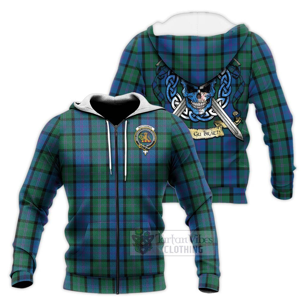 MacThomas (McThomas) Tartan Knitted Hoodie with Family Crest Celtic Skull Style Unisex Knitted Zip Hoodie - Tartan Vibes Clothing