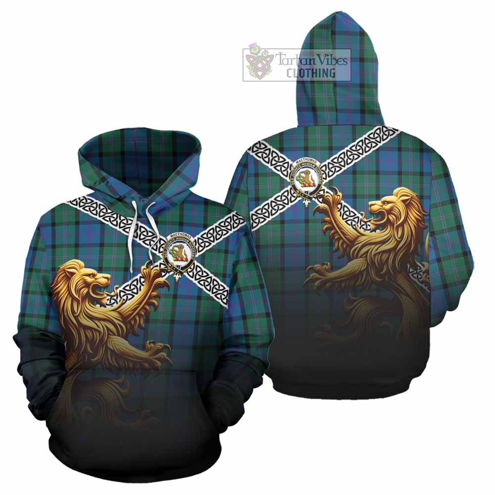 MacThomas (McThomas) Crest Tartan Hoodie with Golden Lion Emblem Celtic Style - Tartan Vibes Clothing