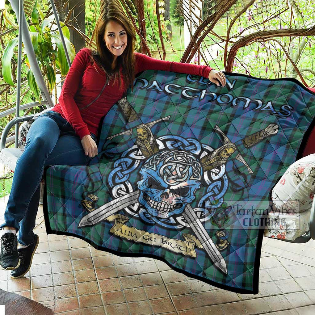 MacThomas (McThomas) Tartan Quilt with Celtic Skull Alba Gu Brath Style - Tartan Vibes Clothing
