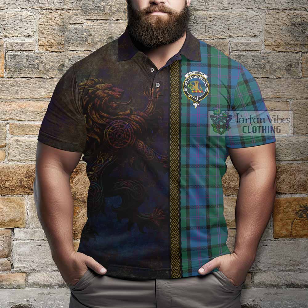 MacThomas (McThomas) Tartan Family Crest Polo Shirt Alba Gu Brath Be Brave Lion Ancient Style - Tartan Vibes Clothing