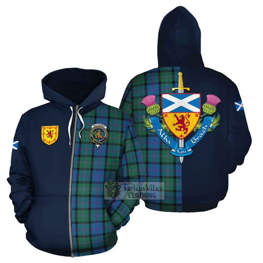 MacThomas (McThomas) Tartan Cotton Hoodie Alba with Scottish Lion Royal Arm Half Style - Tartan Vibes Clothing