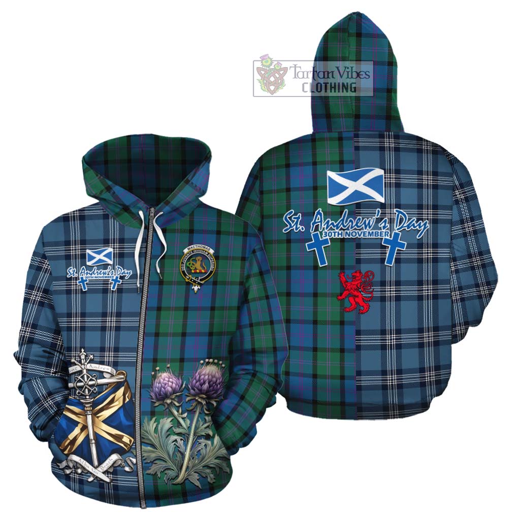 MacThomas (McThomas) Tartan Cotton Hoodie Happy St. Andrew's Day Half Tartan Style - Tartan Vibes Clothing