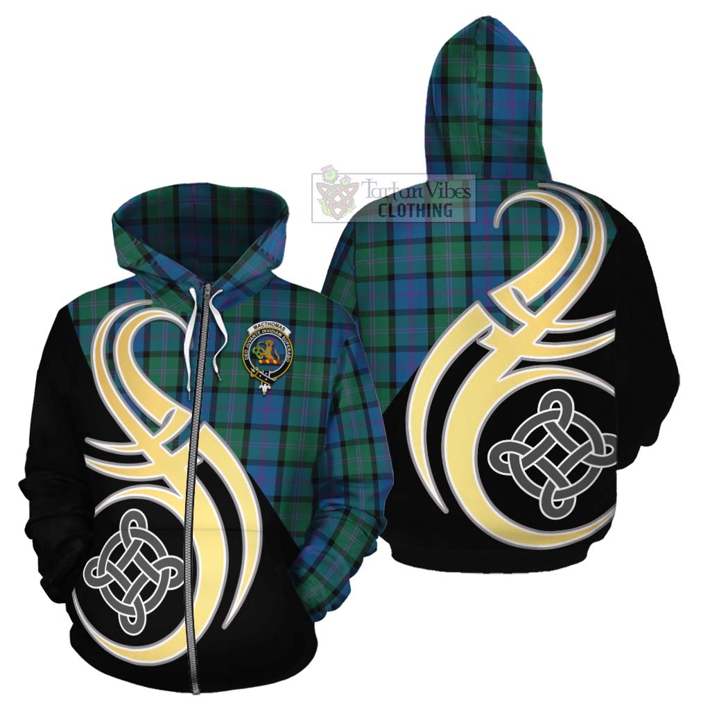 MacThomas (McThomas) Tartan Cotton Hoodie with Family Crest and Celtic Symbol Style - Tartan Vibes Clothing