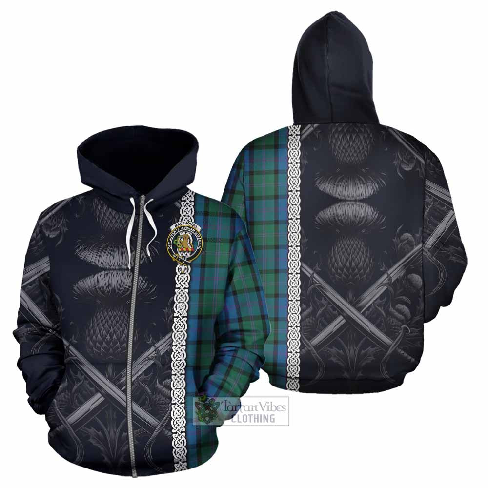 MacThomas (McThomas) Tartan Hoodie with Family Crest Cross Sword Thistle Celtic Vibes Zip Hoodie - Tartan Vibes Clothing