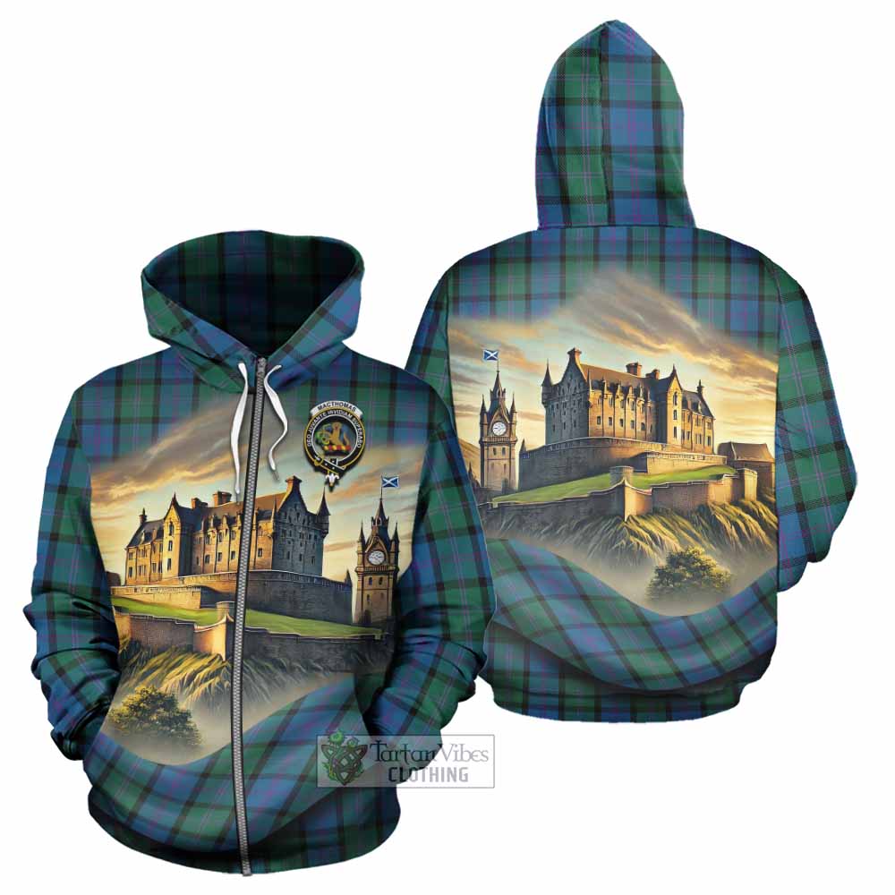 MacThomas (McThomas) Tartan Family Crest Hoodie with Scottish Ancient Castle Style Zip Hoodie - Tartan Vibes Clothing