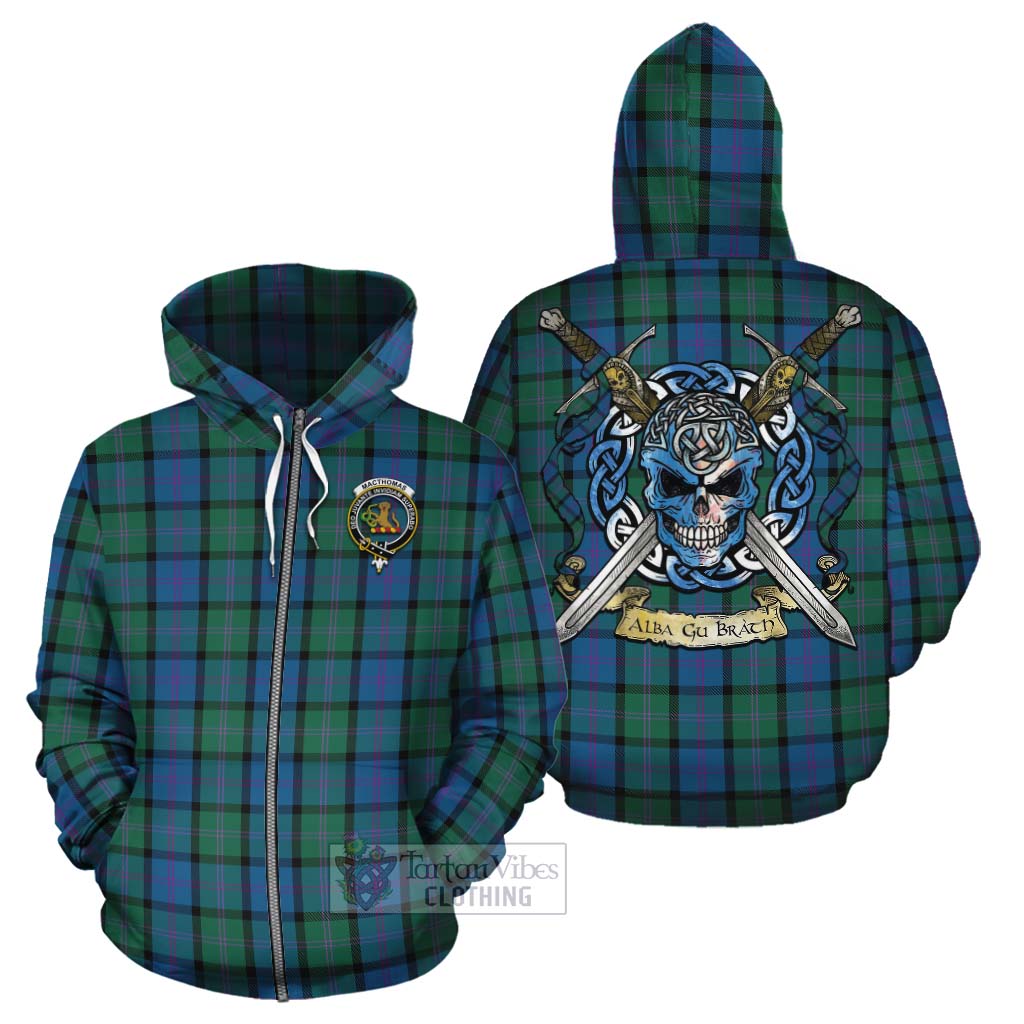 MacThomas (McThomas) Tartan Cotton Hoodie with Family Crest Celtic Skull Style - Tartan Vibes Clothing