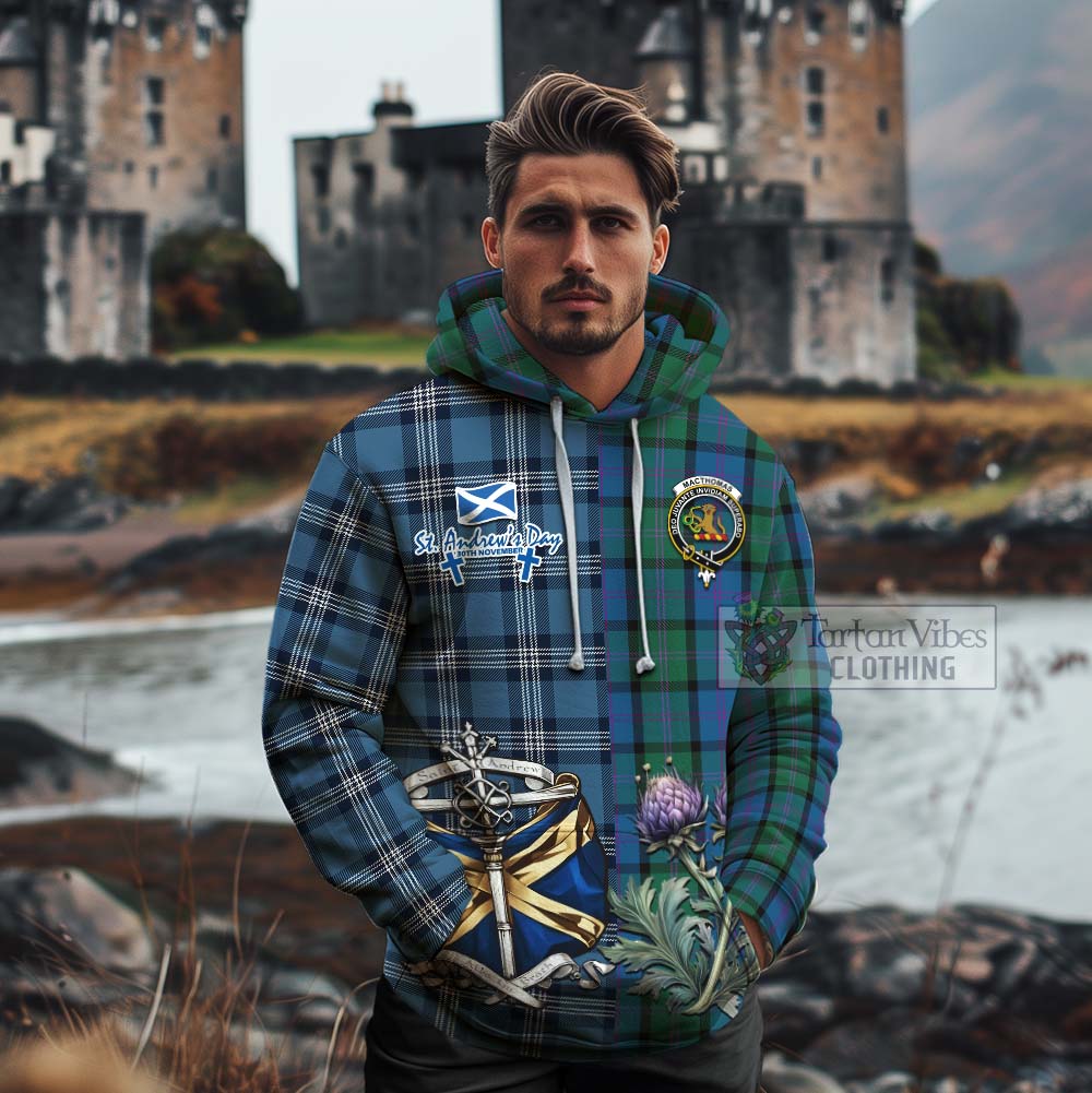 MacThomas (McThomas) Tartan Cotton Hoodie Happy St. Andrew's Day Half Tartan Style - Tartan Vibes Clothing