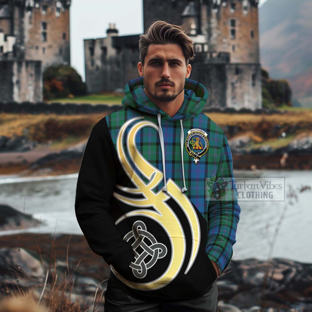 MacThomas (McThomas) Tartan Cotton Hoodie with Family Crest and Celtic Symbol Style - Tartan Vibes Clothing