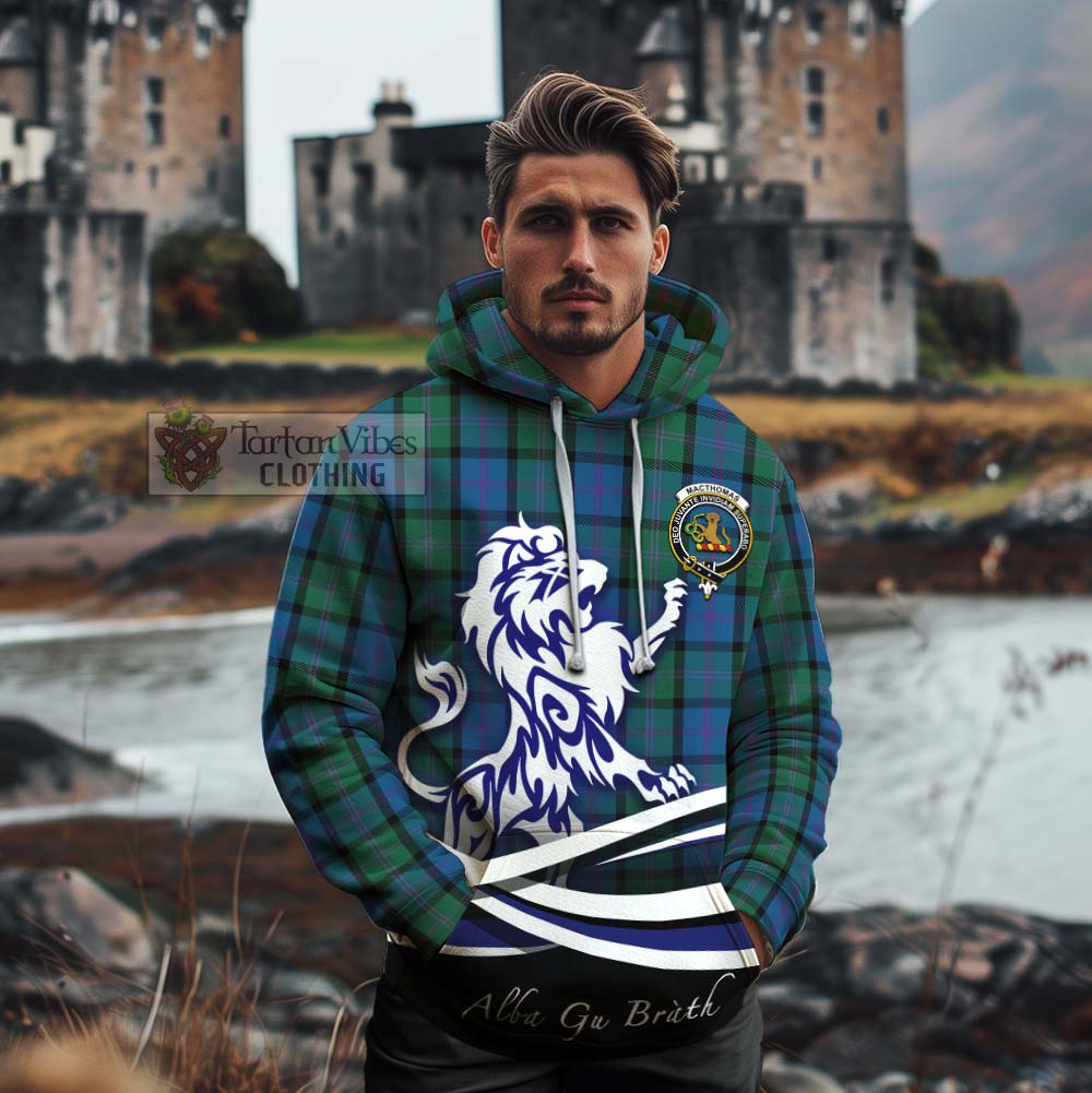 MacThomas (McThomas) Tartan Cotton Hoodie with Alba Gu Brath Regal Lion Emblem - Tartan Vibes Clothing