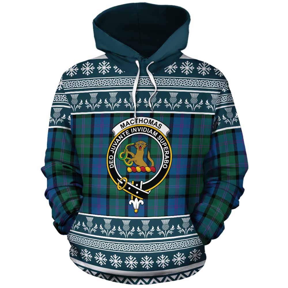 MacThomas (McThomas) Clan Tartan Christmas Cotton Hoodie with Family Crest - Tartan Vibes Clothing