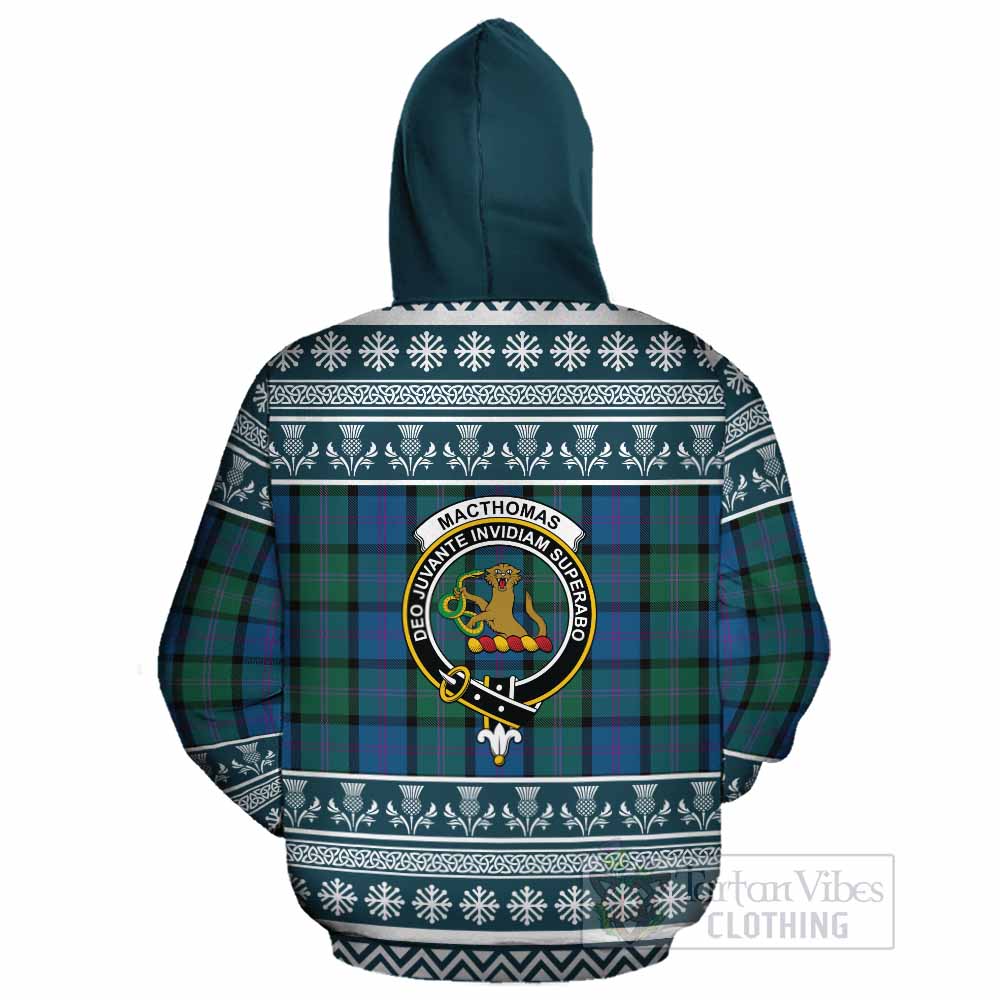 MacThomas (McThomas) Clan Tartan Christmas Cotton Hoodie with Family Crest - Tartan Vibes Clothing