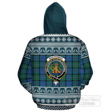 MacThomas (McThomas) Clan Tartan Christmas Cotton Hoodie with Family Crest - Tartan Vibes Clothing