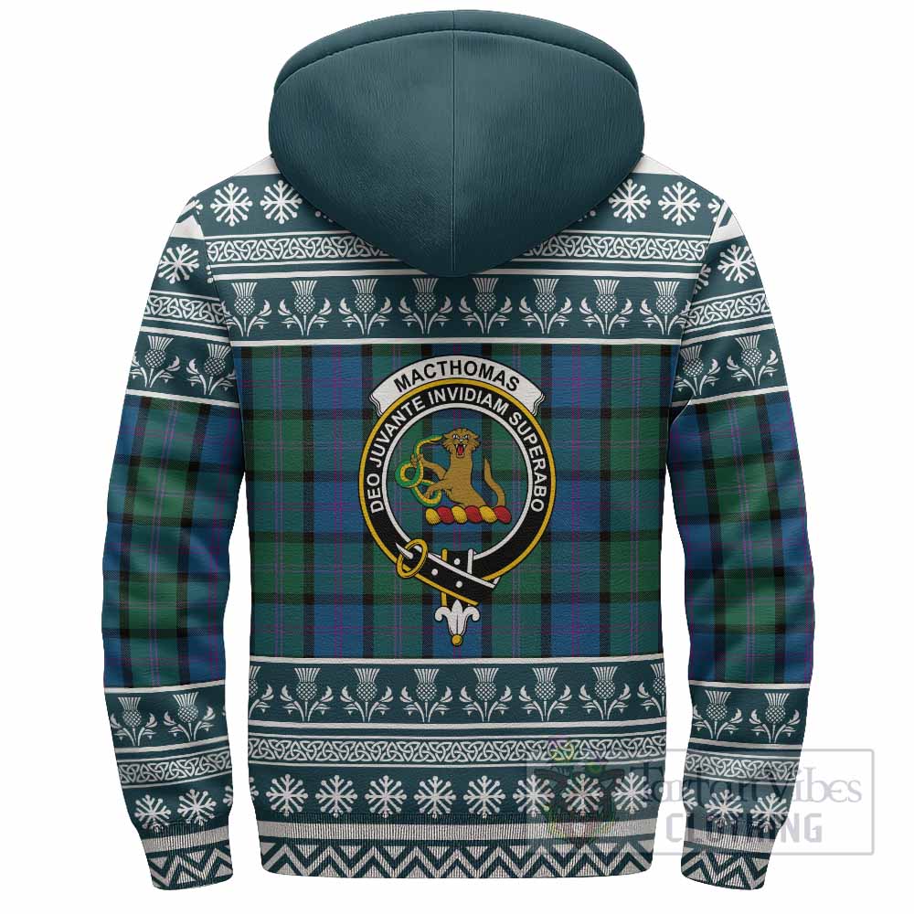MacThomas (McThomas) Clan Tartan Christmas Fleece Hoodie with Family Crest - Tartan Vibes Clothing
