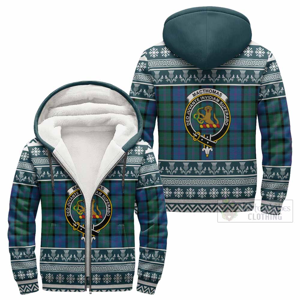 MacThomas (McThomas) Clan Tartan Christmas Fleece Hoodie with Family Crest - Tartan Vibes Clothing