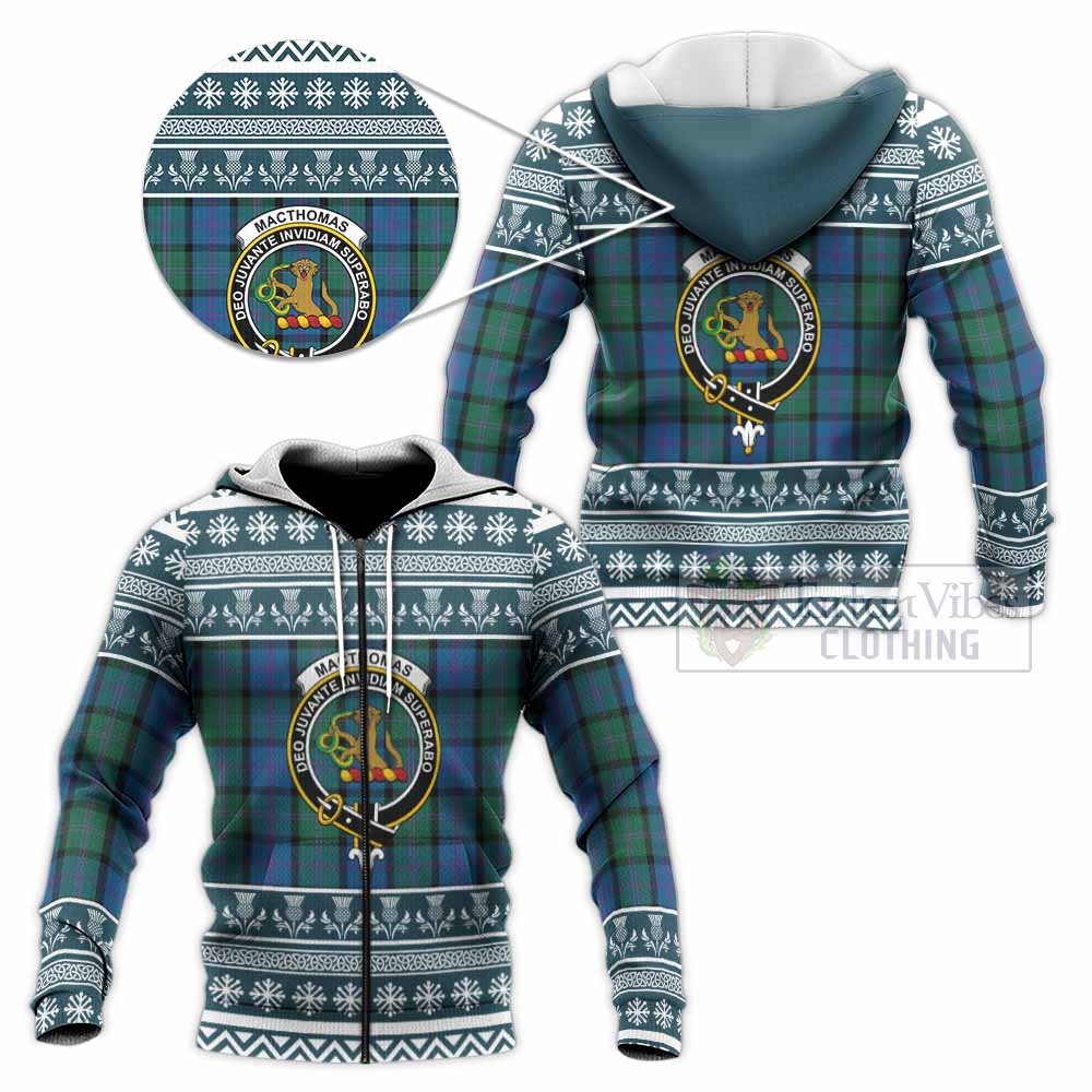 MacThomas (McThomas) Clan Tartan Christmas Knitted Hoodie with Family Crest - Tartan Vibes Clothing