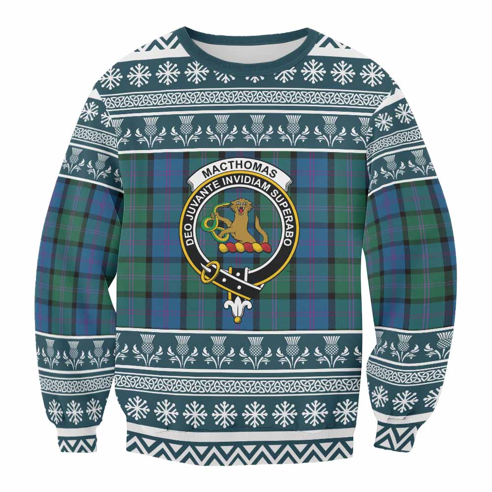 MacThomas (McThomas) Clan Tartan Christmas Sweatshirt with Family Crest - Tartan Vibes Clothing