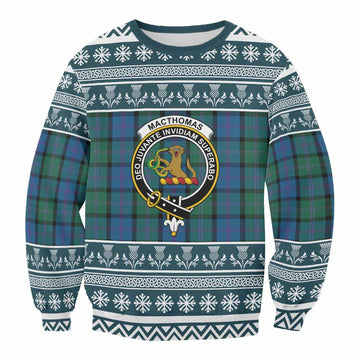 MacThomas (McThomas) Clan Tartan Christmas Sweatshirt with Family Crest - Tartan Vibes Clothing