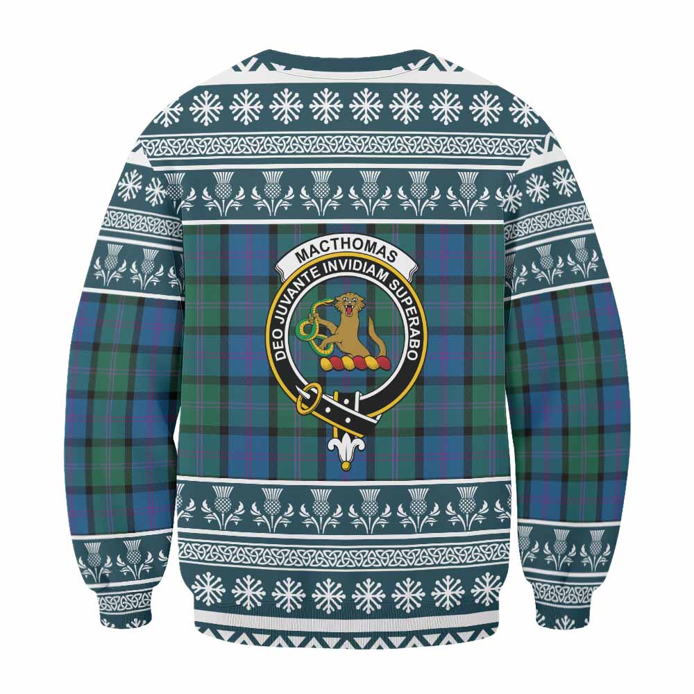 MacThomas (McThomas) Clan Tartan Christmas Sweatshirt with Family Crest - Tartan Vibes Clothing