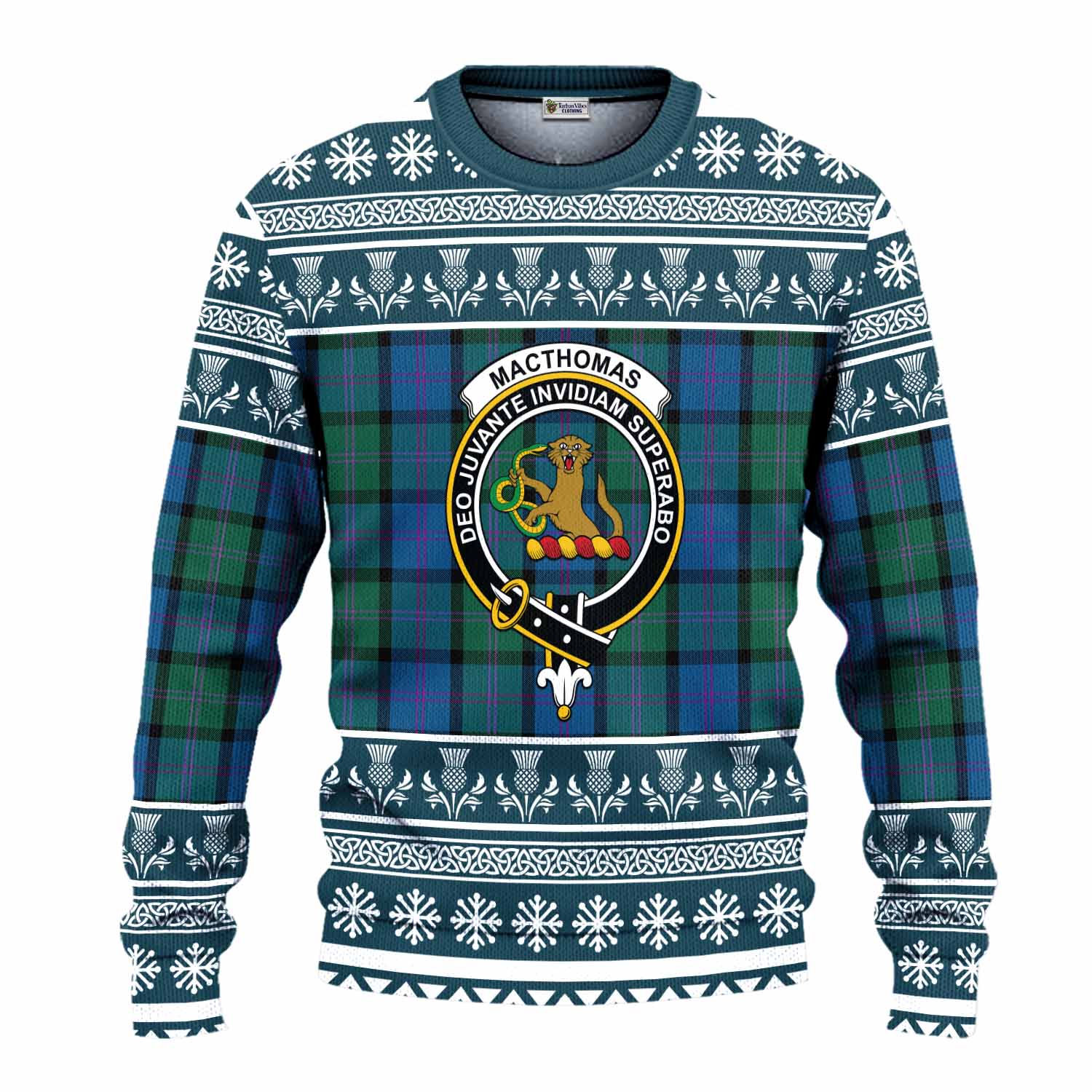 MacThomas (McThomas) Clan Tartan Christmas Ugly Sweater with Family Crest - Tartan Vibes Clothing