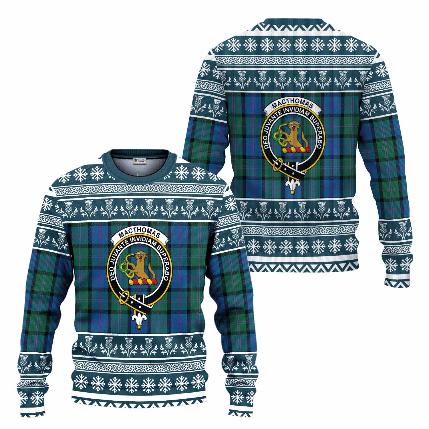 MacThomas (McThomas) Clan Tartan Christmas Ugly Sweater with Family Crest - Tartan Vibes Clothing