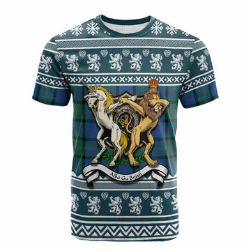 MacThomas (McThomas) Clan Tartan Crest Christmas Cotton T-shirt Coat of Arms Funny Style - Tartan Vibes Clothing