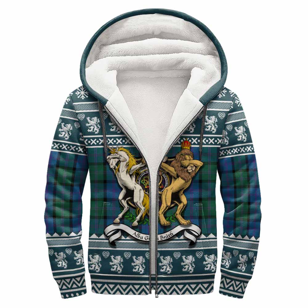 MacThomas (McThomas) Clan Tartan Crest Christmas Fleece Hoodie Coat of Arms Funny Style - Tartan Vibes Clothing