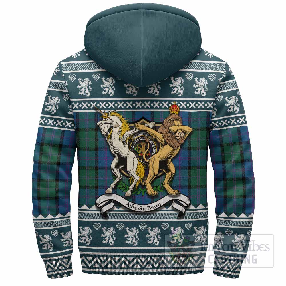MacThomas (McThomas) Clan Tartan Crest Christmas Fleece Hoodie Coat of Arms Funny Style - Tartan Vibes Clothing