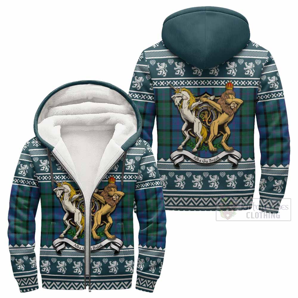 MacThomas (McThomas) Clan Tartan Crest Christmas Fleece Hoodie Coat of Arms Funny Style - Tartan Vibes Clothing