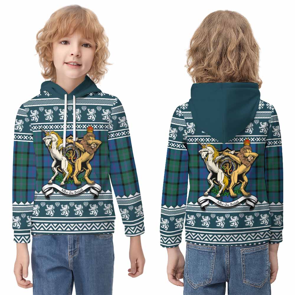 MacThomas (McThomas) Clan Tartan Crest Christmas Kid Hoodie Coat of Arms Funny Style - Tartan Vibes Clothing