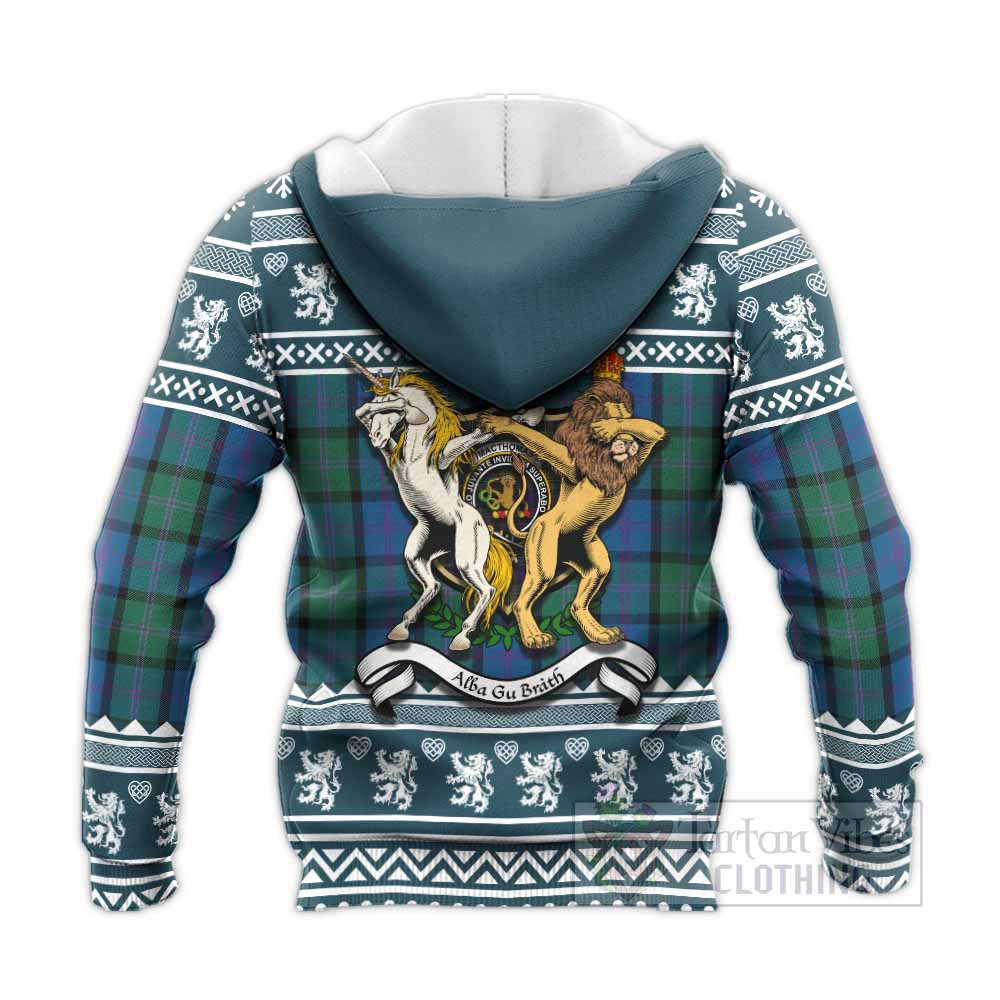 MacThomas (McThomas) Clan Tartan Crest Christmas Knitted Hoodie Coat of Arms Funny Style - Tartan Vibes Clothing