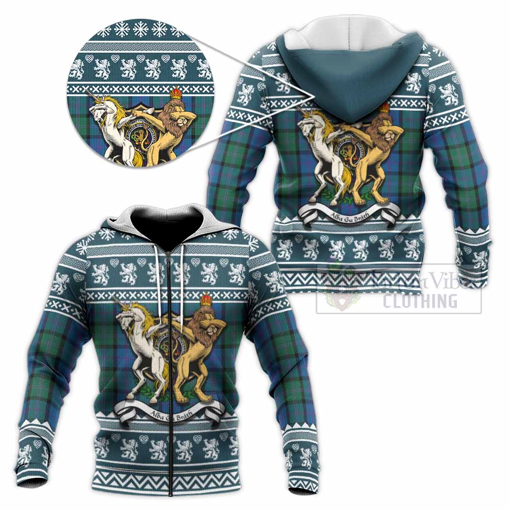 MacThomas (McThomas) Clan Tartan Crest Christmas Knitted Hoodie Coat of Arms Funny Style - Tartan Vibes Clothing