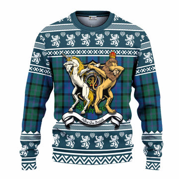 MacThomas (McThomas) Clan Tartan Crest Christmas Ugly Sweater Coat of Arms Funny Style - Tartan Vibes Clothing