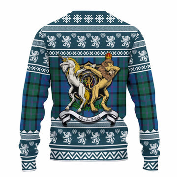 MacThomas (McThomas) Clan Tartan Crest Christmas Ugly Sweater Coat of Arms Funny Style - Tartan Vibes Clothing