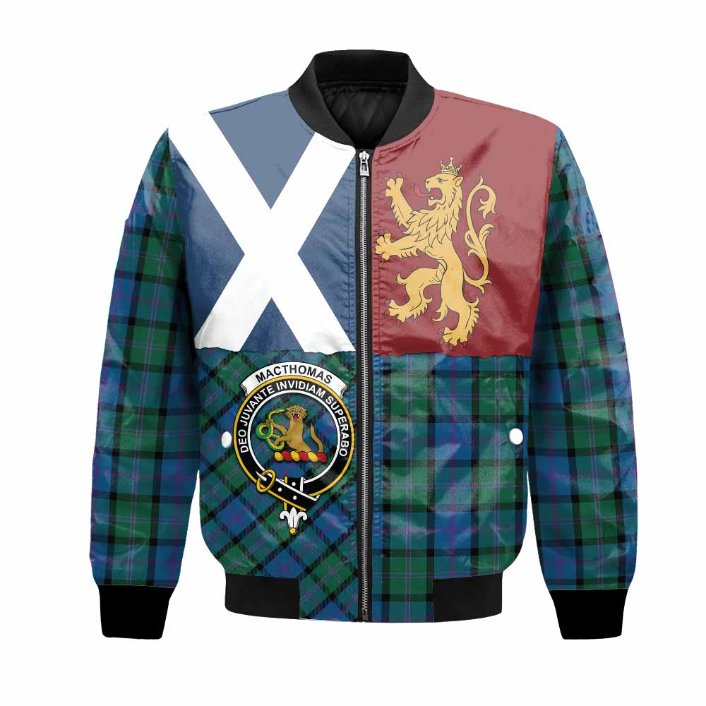 MacThomas (McThomas) Crest Tartan Bomber Jacket with Lion Rampant Saltire Style