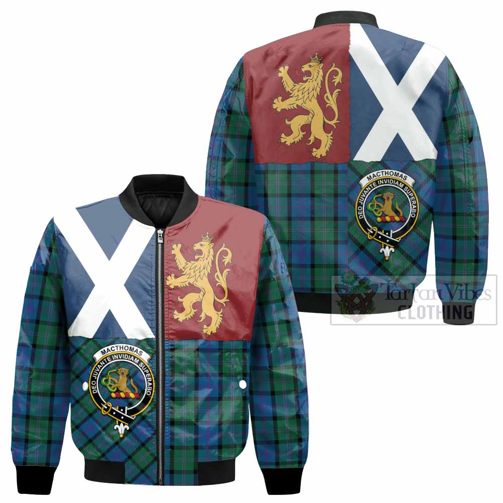 MacThomas (McThomas) Crest Tartan Bomber Jacket with Lion Rampant Saltire Style
