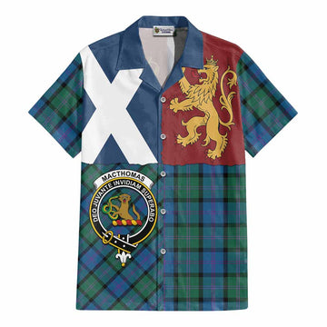 MacThomas (McThomas) Crest Tartan Cotton Hawaiian Shirt with Lion Rampant Saltire Style - Tartan Vibes Clothing
