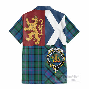 MacThomas (McThomas) Crest Tartan Cotton Hawaiian Shirt with Lion Rampant Saltire Style - Tartan Vibes Clothing