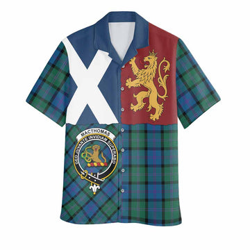 MacThomas (McThomas) Crest Tartan Hawaiian Shirt with Lion Rampant Saltire Style