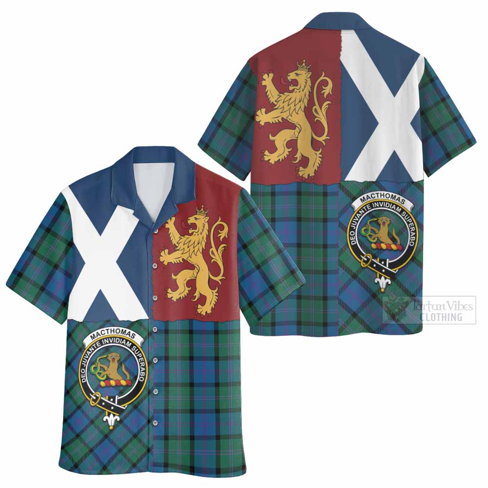 MacThomas (McThomas) Crest Tartan Hawaiian Shirt with Lion Rampant Saltire Style