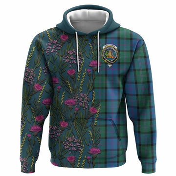 MacThomas (McThomas) Family Crest Tartan Hoodie Scottish Thistle Flower Pattern Half Style - Tartan Vibes Clothing
