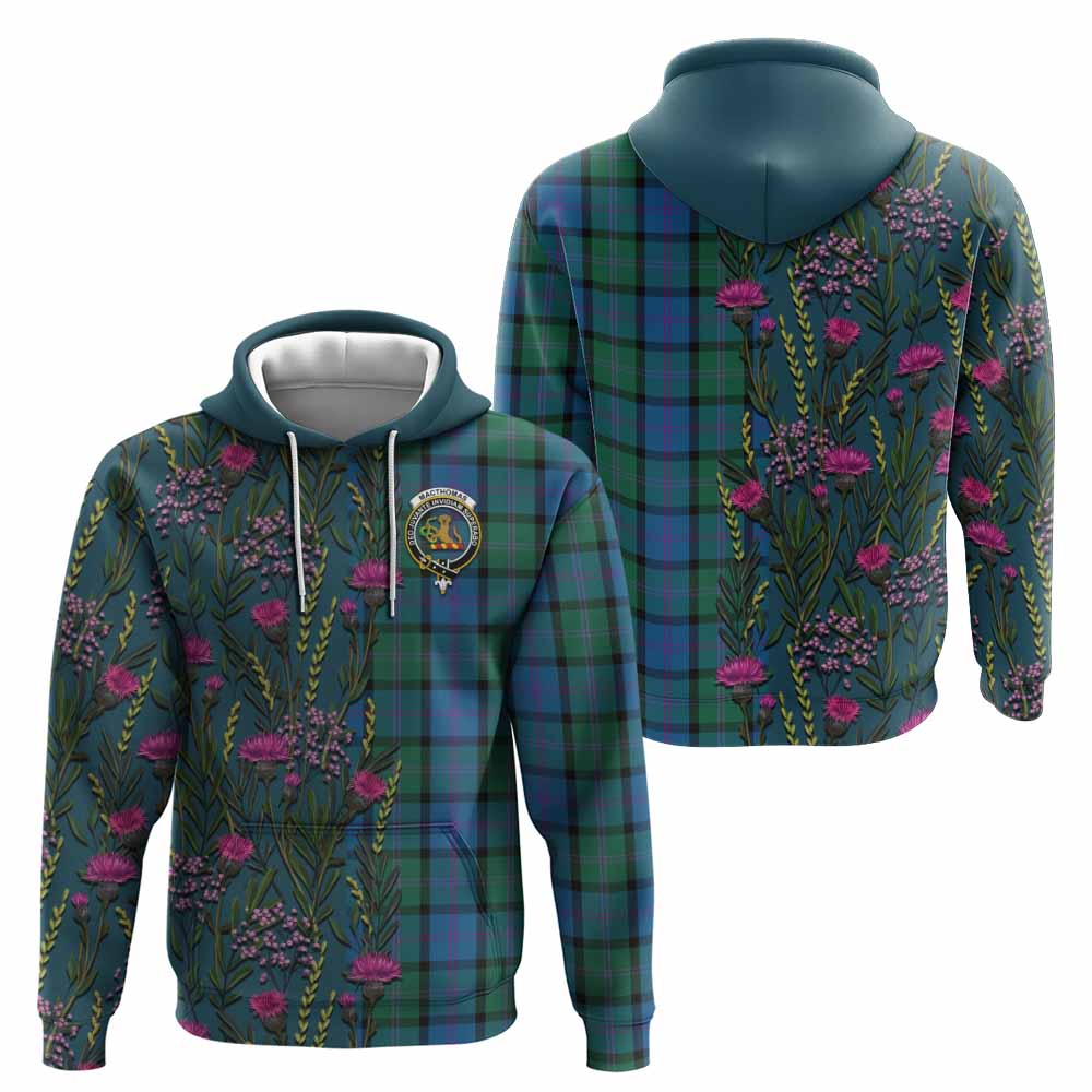 MacThomas (McThomas) Family Crest Tartan Hoodie Scottish Thistle Flower Pattern Half Style - Tartan Vibes Clothing