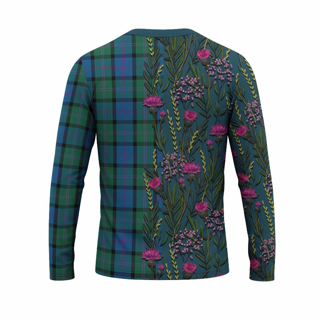 MacThomas (McThomas) Family Crest Tartan Long Sleeve T-Shirt Scottish Thistle Flower Pattern Half Style - Tartan Vibes Clothing