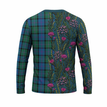 MacThomas (McThomas) Family Crest Tartan Long Sleeve T-Shirt Scottish Thistle Flower Pattern Half Style - Tartan Vibes Clothing