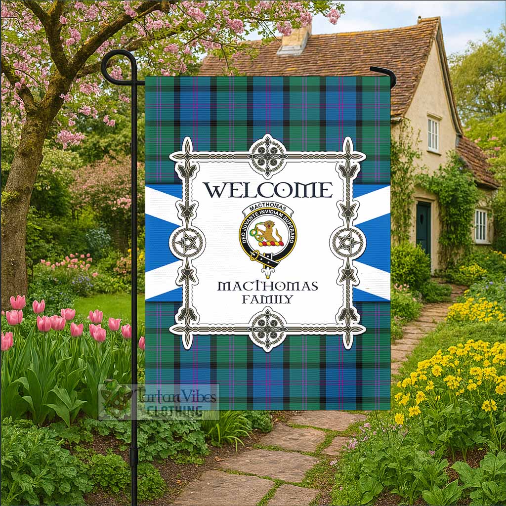 MacThomas (McThomas) Family Crest Tartan Welcome Garden Flag Saltire Harmony Style - Tartan Vibes Clothing