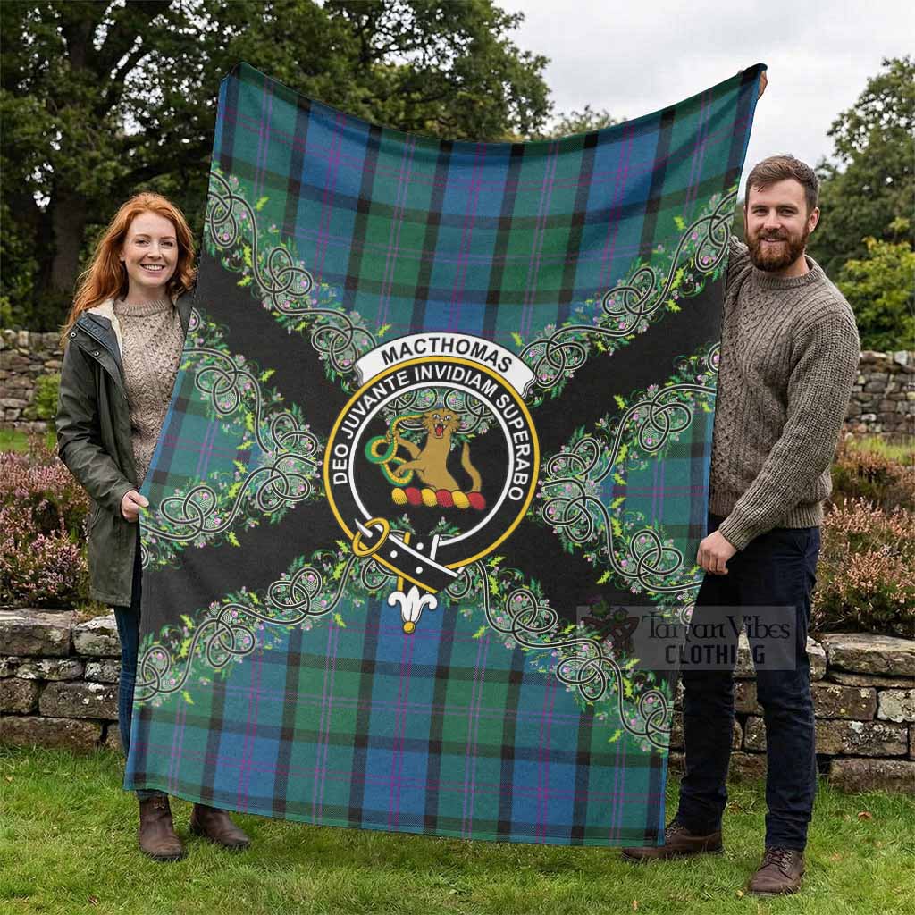 MacThomas (McThomas) Scottish Tartan Crest Blanket Thistle Celtic Knotwork Heritage Art