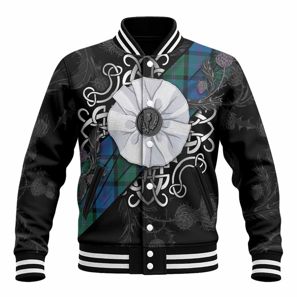 MacThomas (McThomas) Tartan Baseball Jacket Jacobite White Rose Unisex - Tartan Vibes Clothing