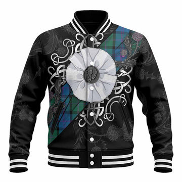 MacThomas (McThomas) Tartan Baseball Jacket Jacobite White Rose Unisex - Tartan Vibes Clothing