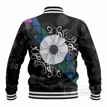 MacThomas (McThomas) Tartan Baseball Jacket Jacobite White Rose - Tartan Vibes Clothing